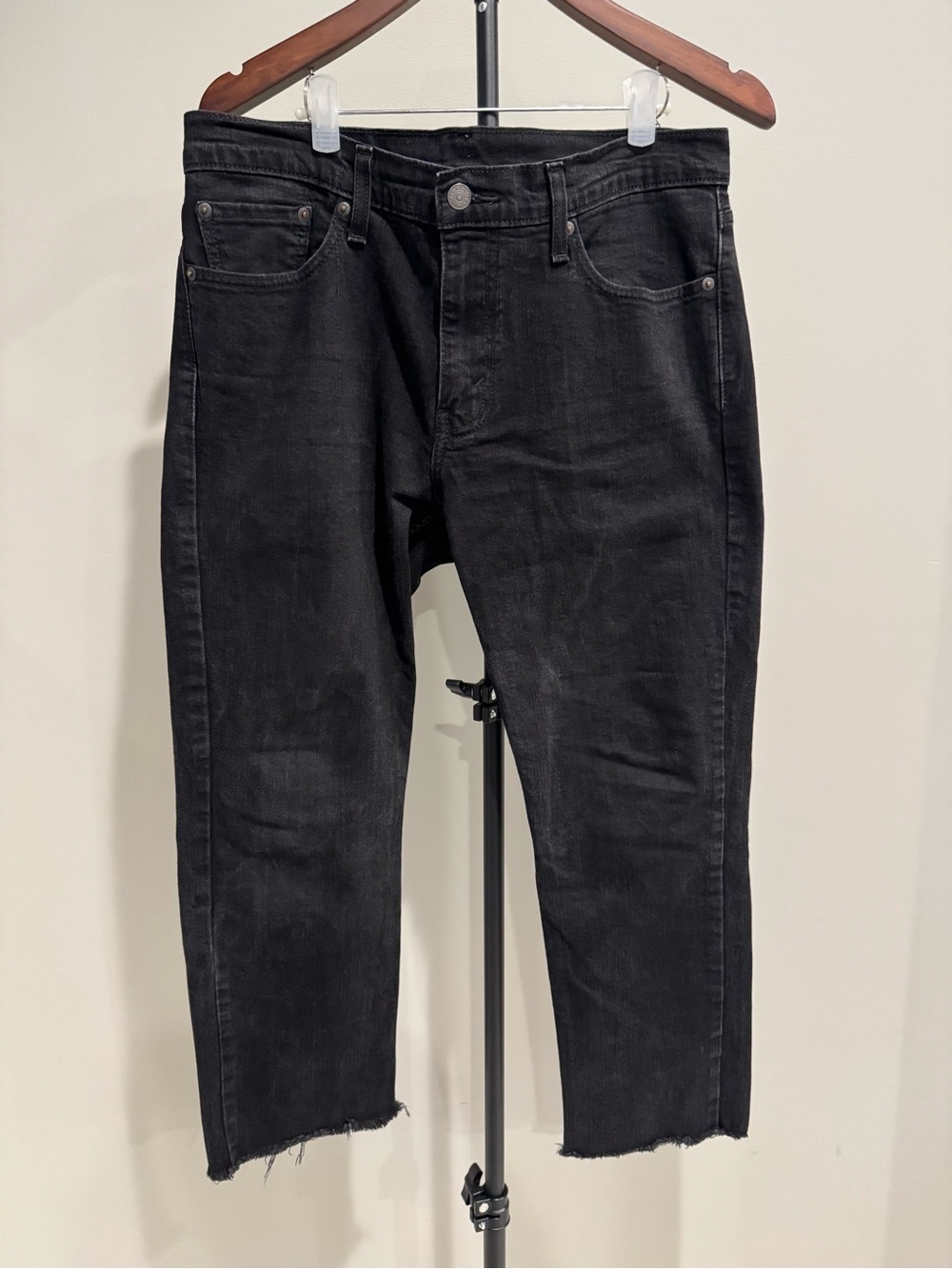 Levi's 51 1 Womens Black Slim Straight Jean 33x30 Frayed Hem Boho Capsule Preppy